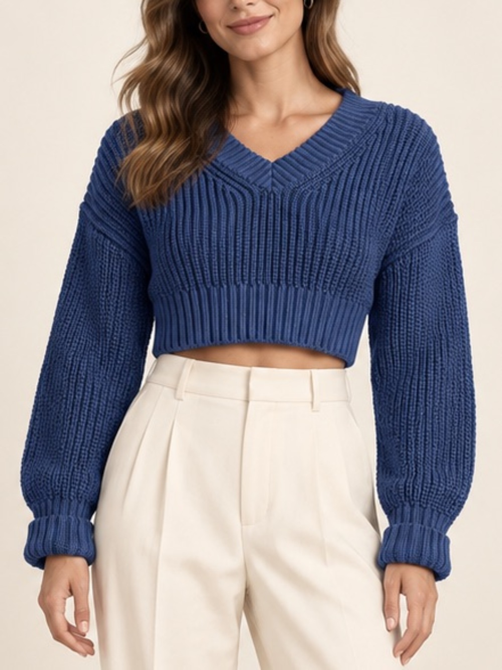 Banana Republic Women’s XXS Cropped Sweater V Neck Blue